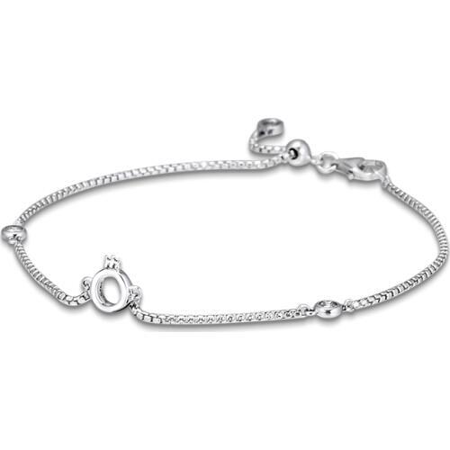 Sparkling Crown O Chain Bracelets 100% 925 Sterling-Silver-Jewelry Free Shipping