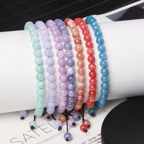 Macaron Candy Color 6mm Pink Blue Yellow Orange Red Natural Stone Quartz Crystal Bead Bracelet Jewelry For Women Men Wholesasle