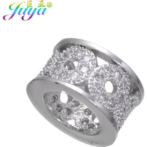 Juya Popular Design Micro Pave Cubic Zirconia Circle Pattern Loose Jewelry Beads For Handmade Beadwork Jewelry Making
