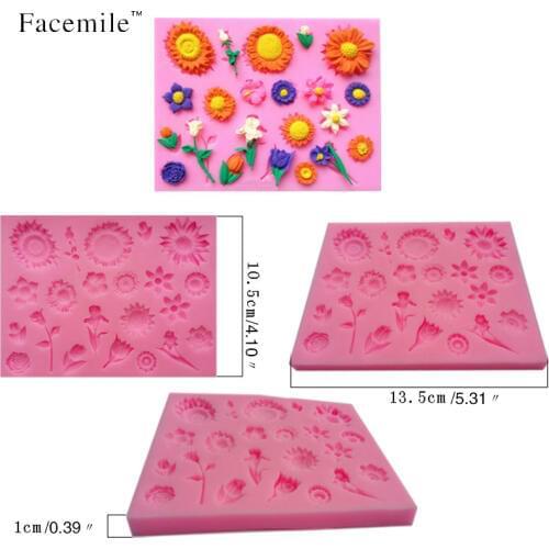 Flower Silicone Mold for Fondant, Cake Decorating Chocolate Cookie Soap Clay Resin 50-28