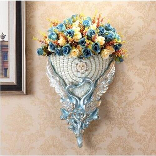 European resin swan vase wall decoration, retro creative home wall decoration pendant, three-dimensional wall hanging flower