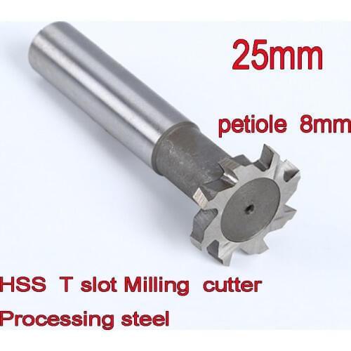 25*3-4-5-6-8-10-12mm thickness 12mm petiole 2pcs HSS-LA T slot Milling cutter Processing steel Free shipping