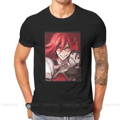Black Butler Japanese Manga Grell Sutcliff Tshirt Harajuku Punk Mens Tshirts Tops Loose Cotton Crewneck T Shirt