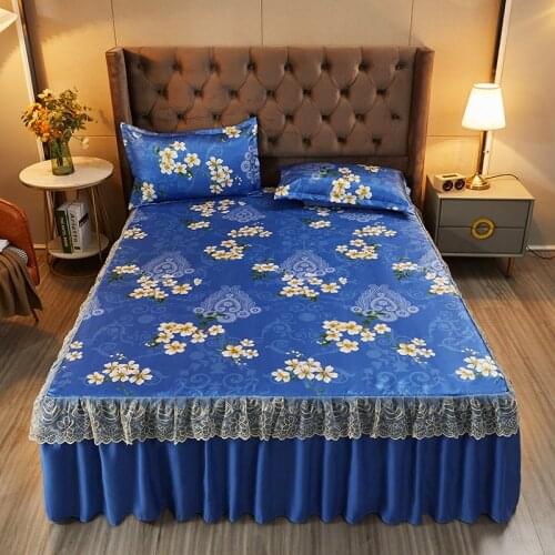 Summer Cool Mat Comforter Bedding Sets Princess Style Linen Sheets Embroidered Sheets Bedspread with Skirt Ice Mat Home Textiles