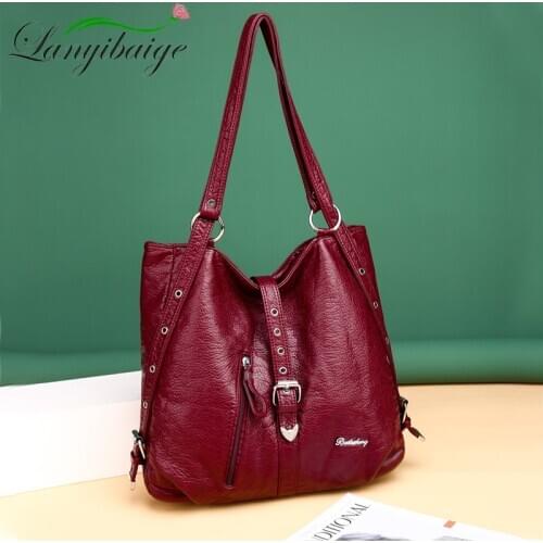 Lanyibaige 2020 New Vintage Women Backpacks Female Leather Shoulder Bag School Bags for Teenagers Girls Casual Travel Back Pack