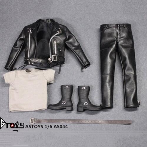 1/6 Male figure trend punk leather suit model suitable for 12-inch action figure Super strong body