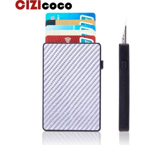 2020 Smart Wallet Male RFID Card Holder Aluminium Alloy Metal Credit Card Holder Antitheft Men Automatic Card Case