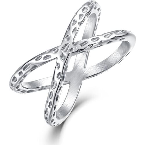 New Criss Cross Ring X Shape Stainless Steel X Cross Rings Women Infinity Sign Finger Jewelry Female Fashion Gift Size 6 7 8 9