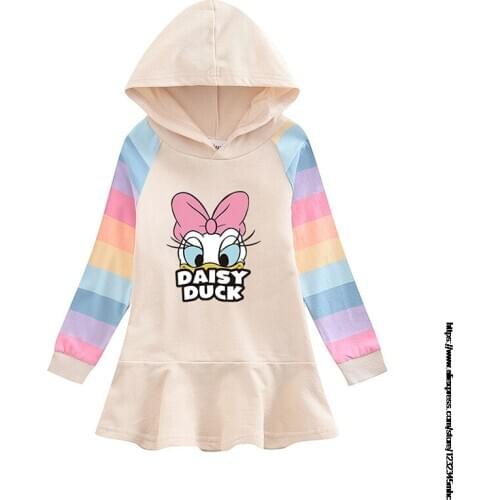 Disney Girls Clothes Hooded Sweater Dress Hoodies Pullover daisy duck Coat Cotton Cartoon Casual Baby Vestidoes