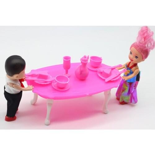 One Set Doll Accessories Baby Toys Dolls Dinner Table With Food And Cup For Barbies kelly Doll Accessory Furniture Baby Toys