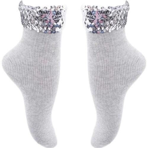 Fall Winter Womens Socks Original Design New High Quality Handmade Sequins Solid Color Socks For Women