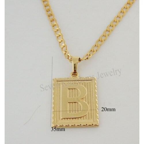 Order 10$ GET FREE SHIPPING/ - YELLOW GOLD OVERLAY FILL BRASS 24" CUBAN NECKLACE&LETTER B INITIAL INITIALS PENDANT