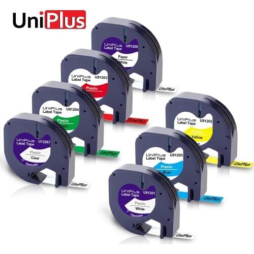 UniPlus 12mm Plastic Label Maker for Dymo LT 16952 91331 91332 91333 91334 91335 Letra Tag Label Tapes Colorful Printer Ribbons