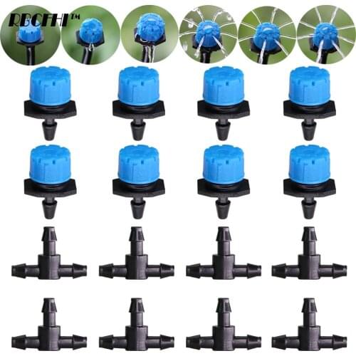 50PCS 12 Types Garden watering Adjustable Dripper 1/4" Barbed Tee Connectors 8 hole Sprinklers Irriation Emitter for 4/7MM Hose