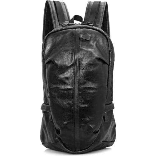 Male Female Lady Genuine Leather Bagpack Satchel Solf Leather Black Backpack Sheepskin Bag Big Schoolbag for Boy Men