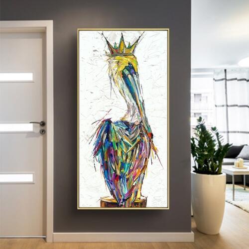 Modern Abstract Animals Oil painting Pelicans Canvas Painting for Living Room Posters Wall Art Prints Home Decoration