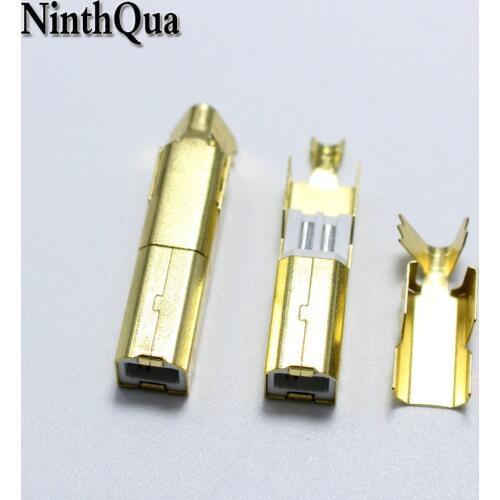 1set USB Type B Standard Port Female Solder Jacks Connector PCB Socket USB-B type Gold plated USB plug HIFI USB plug