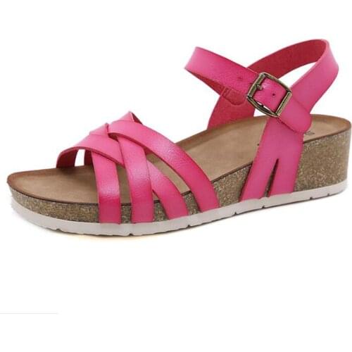Wedges Shoes For Women High Heels Sandals Summer Non-slip Beach Shoes Female Platform Cross Bandage Cork Rome Sandals q248