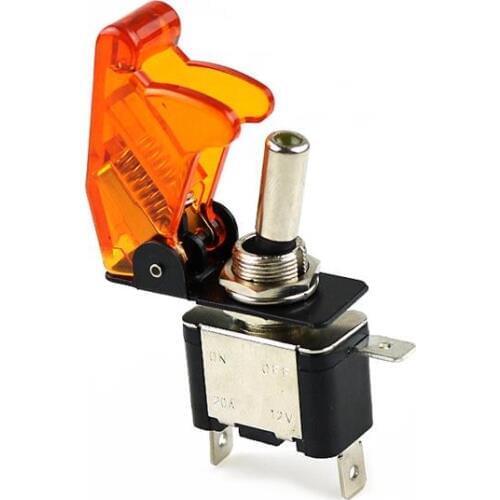Auto Car Boat Truck Illuminated Led Toggle Switch With Safety Aircraft Flip Up Cover Guard yellow 12V20A transparent