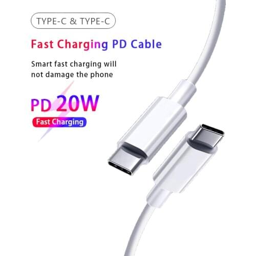 For Huawei Mate 20 P30 Xiaomi 10 Pro Redmi Samsung Macbook iPad USB C to Type C Cable 20W PD 5A Fast Charging USBC Charger Wire