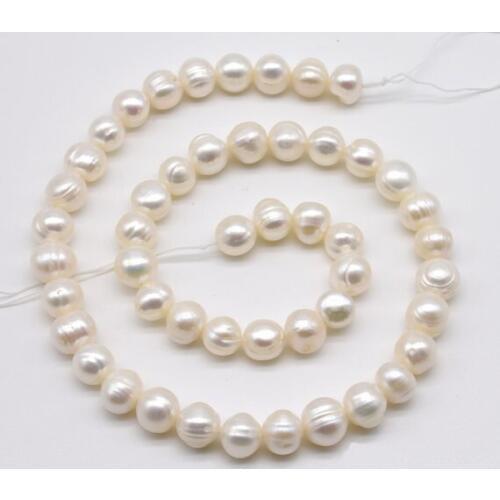 Loose Pearl Jewellery,AA 8-9mm Potato Ringed White Color Freshwater Pearl Jewellery,One Full Strand On Sale