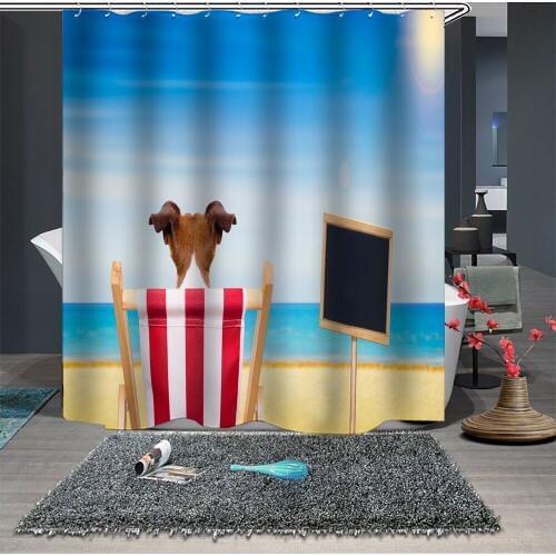 Custom Made Shower Curtain Bathroom Curtain Partition 1.5 x 1.8m 1.8 x 1.8m 1.8 x 2m Dog Puppy
