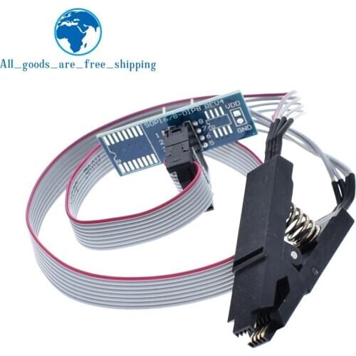TZT New SOIC8 SOP8 Flash Chip IC Test Clips Socket Adpter BIOS/24/25/93 Programmer for arduino