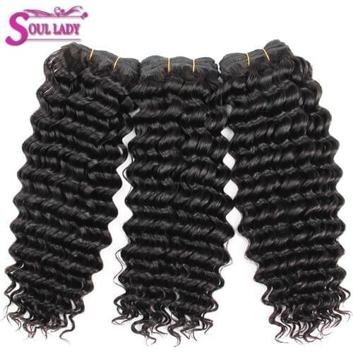 Soul Lady Hair Peruvian Deep Wave Hair Bundles 100% Human Hair Machine Double Weft Remy Hair weaving Can Buy 3 or 4 Bundles