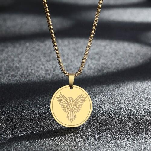 QIAMNI Norse Viking Amulet Phoenix Totem Rune Circle Nordic Sun God Bird Pendant Necklace For Women Gift Talisman Jewelry Bijoux