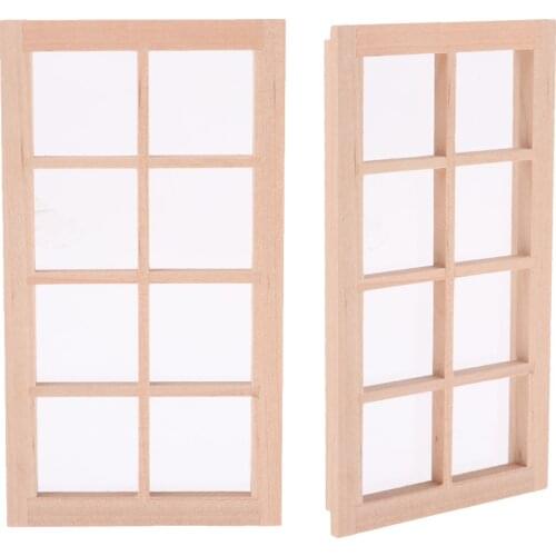 2 Pack Dolls House Miniature Window Frame 8 Pane DIY Builders