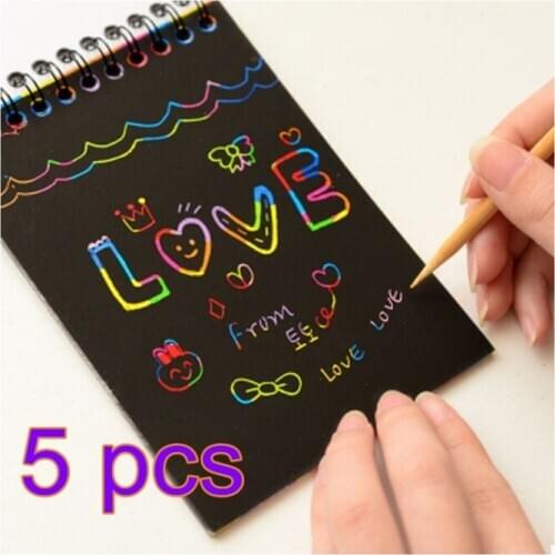 5PCS Scratch Paper DIY Painting Art Doodle Pad Children Doodling Toys