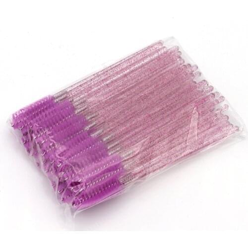 50Pcs Makeup Brushes Disposable Crystal Eyebrow Brush Diamond Handle Mascara Wand Applicator Eye Lashes Eyelash Extension Tool