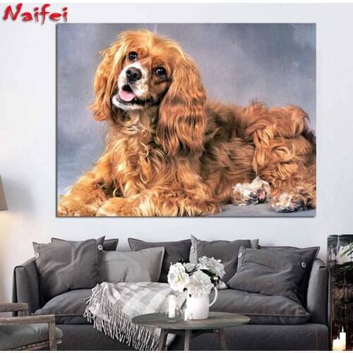 5d diy diamond painting dog Cavalier King Charles Spaniel Dogs cross stitch mosaic square/round diamond embroidery funny pet