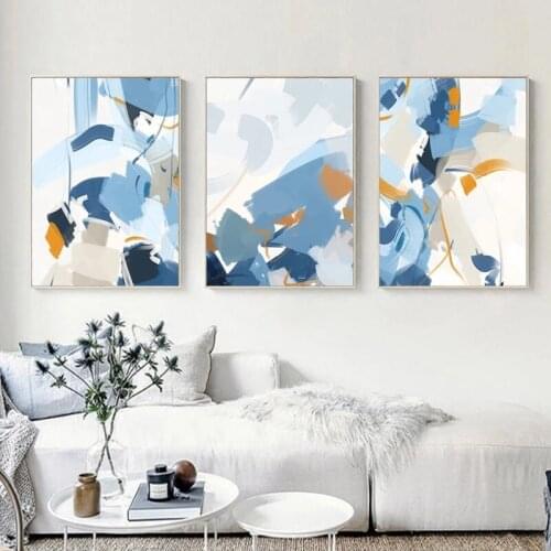 Abstract Blue Modern Style Poster Nordic Canvas Print Painting Contemporary Art Decoration Picture for Living Room Decor Cuadros