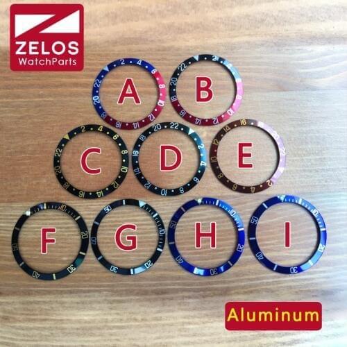 37.4mm/30.7mm Luminous aluminum Pepsi watch bezel Insert loop for RLX SUB GMT Master Watch Rolex 16800,16610,114060 case parts