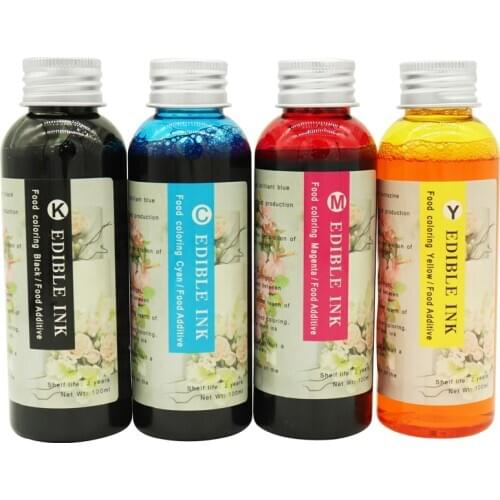 Safety 4*100ml Universal Edible Ink Food Ink For Case Candy Chocolate Coffee Printer Ink for Cake Edible Ink