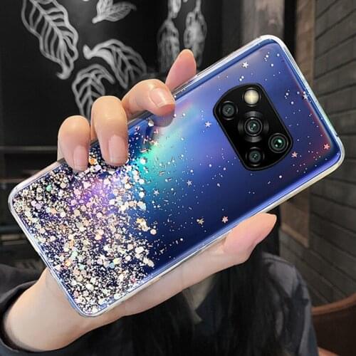 Poco X3 NFC Glitter Bling Case For Xiaomi Poco F2 Pro Soft Silicone TPU Phone Case For Xiomi Poco X3 F2 M2 Pro C3 X2 Covers Capa