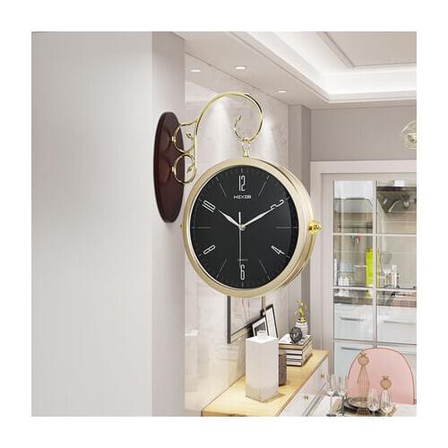 Large Gold Wall Clock Living Room Luxury Modern Design Nordic Silent Vintage Wall Clocks Double Sided Home Decorative ZB5WC
