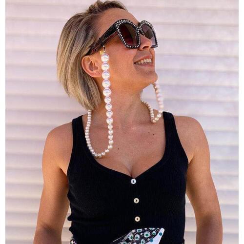 Luxury Fashion Reading Glasses Chain For Glasses Women Big Pearl Beaded Sunglasses Women Cord Lanyard Necklace Sunglass Chain