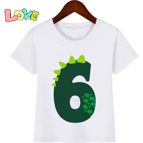 Baby Kids Cartoon Dinosaur Birthday Print T Shirt Children Birthday Dino Number T-shirts Boy&Girl Funny Gift Tshirt Present