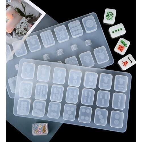 DIY Mahjong Silicone Mold Crystal Epoxy Resin Uv Clay Soap Mould Dried Flower Resin Decorative DIY Handmade Jewelry Making
