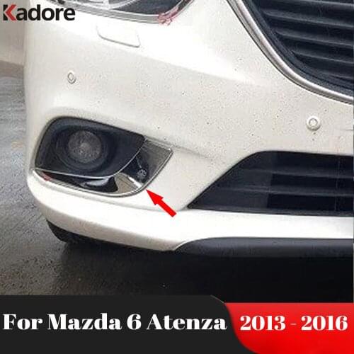 For Mazda 6 Atenza Sedan 2014 2015 ABS Chrome Front Fog Light Lamp Eeybrow Cover Trim Foglight Eyelid Strips Car Styling 2pcs