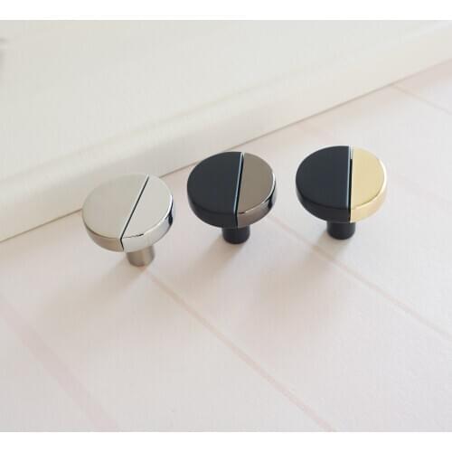 Double Color splicing Hardware Handle Zinc Alloy Square Round Knob Black Furniture Handle for Drawer Dresser Gold Kitchen Pulls