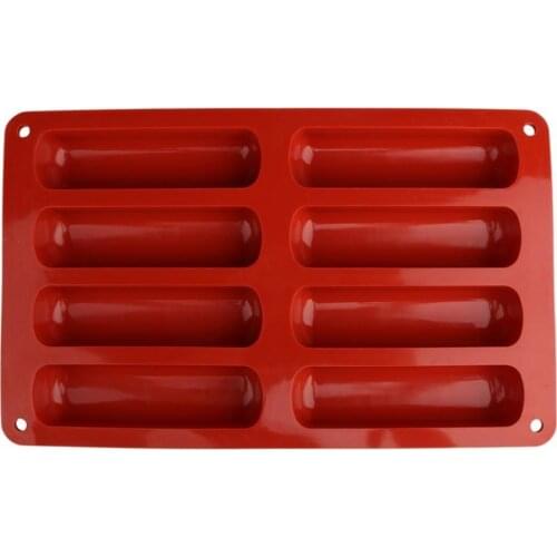 Grid Donut Baking Mold Shapes Non Sticky 8 Forms Silicone Eclair Cake Baking Mold for DIY Mousse Kitchen Decoration Mould