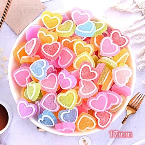 Resin Lovely Flatback Cabochon Colorful Love Hearts Cabochons Charms 20pcs Scrapbook Kawaii DIY Embellishments Accessories