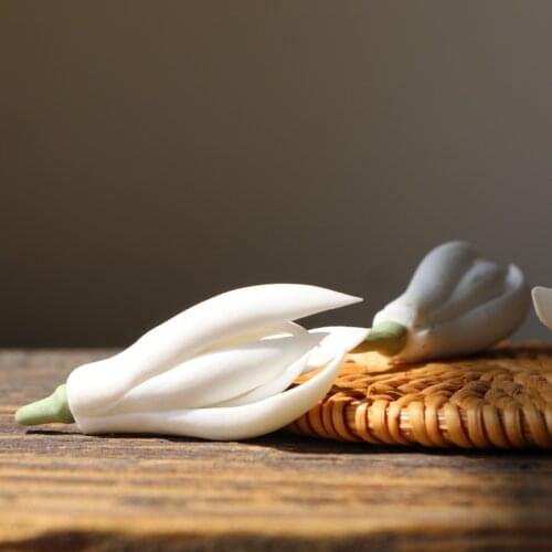 1pc Handmade Ceramic Magnolia Flower 6cm Tea Pet Ceramic Crafts Household Office Gong Fu Tea Ceremony Accessories