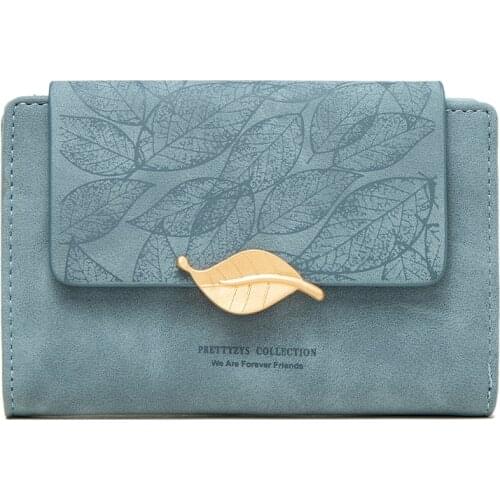New Women Nubuck leather Leaf Medium Design Wallet Female Coin Purse Fashion Purse High Capacity Card Holders Wallets