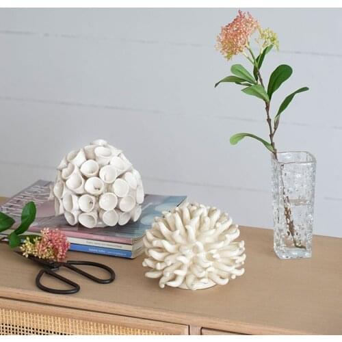 Creative Living Room Entrance Ceramic Arts Coral Ornaments For Home Decoration Handmade Porcelain Crafts New House Layout Gifts