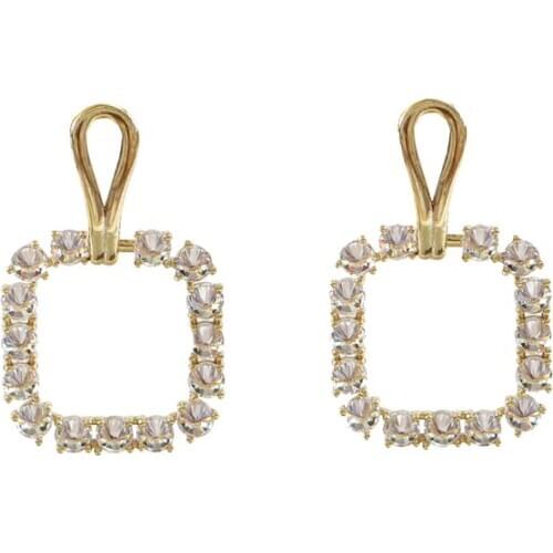 LANFLORA new geometric contracted zircon women earrings for birthday copper alloy cheap factory shop earrings wholesale price