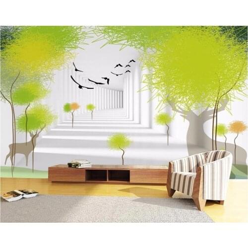 CJSIR Custom Photo Mural Wallpaper 3D Space Abstract Tree TV Background Wall Papel De Parede Wallpaper for Walls 3 d Decors
